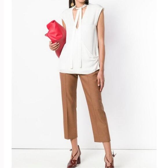 Theory Relaxed Wrap Ivory 100% Silk Tie Neck Blouse S - Picture 9 of 9